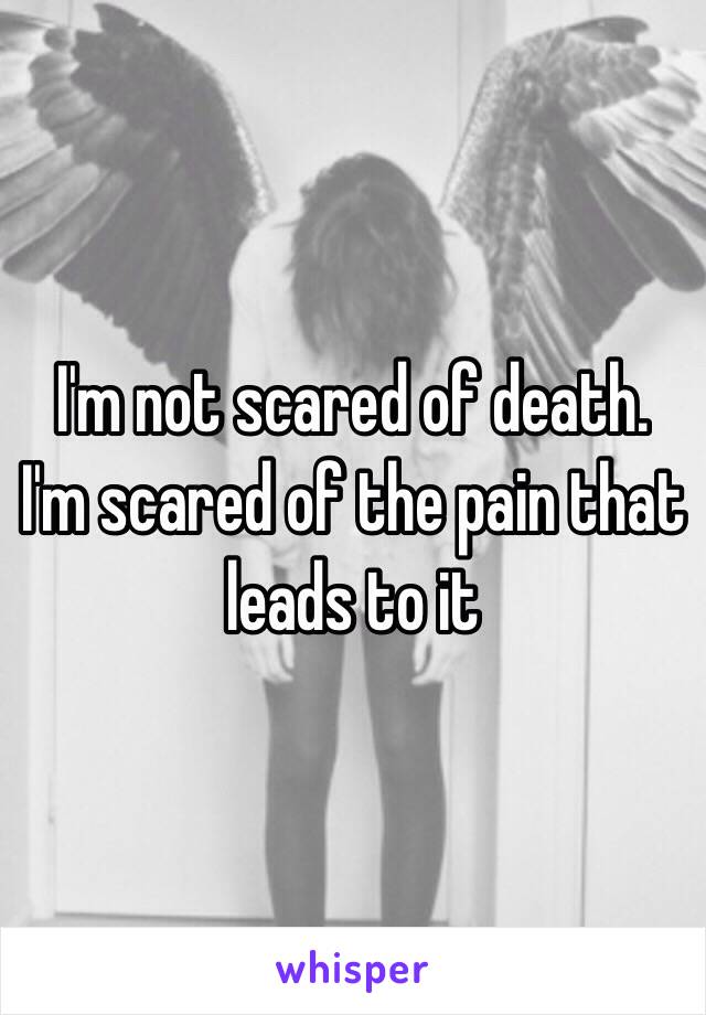 I'm not scared of death.
I'm scared of the pain that leads to it