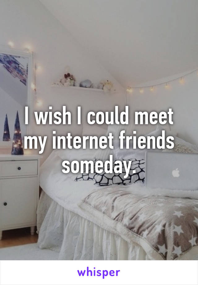 I wish I could meet my internet friends someday.