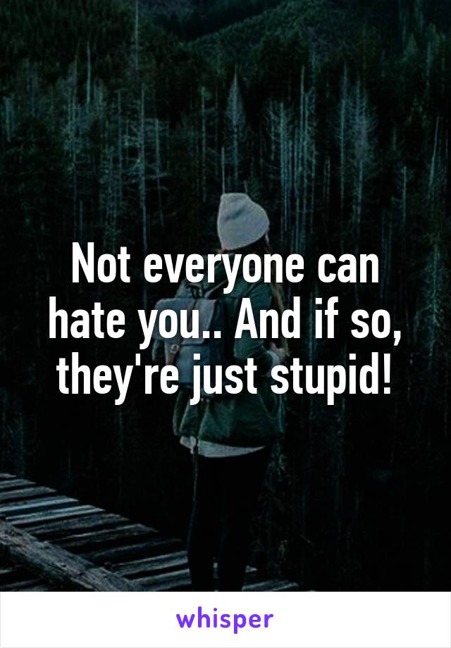 Not everyone can hate you.. And if so, they're just stupid!