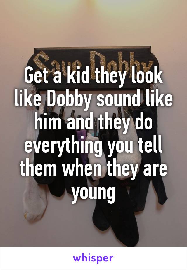 Get a kid they look like Dobby sound like him and they do everything you tell them when they are young