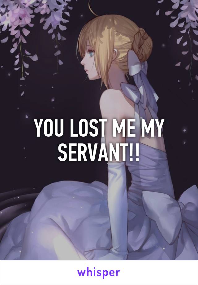 YOU LOST ME MY SERVANT!!