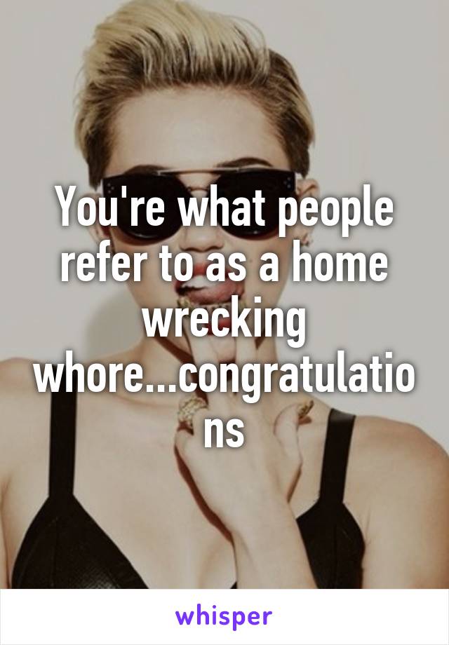 You're what people refer to as a home wrecking whore...congratulations