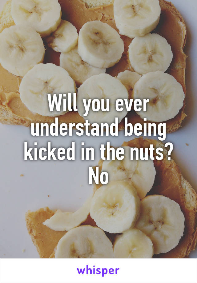 Will you ever understand being kicked in the nuts? No