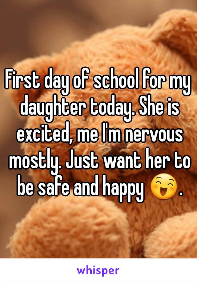 First day of school for my daughter today. She is excited, me I'm nervous mostly. Just want her to be safe and happy 😄.