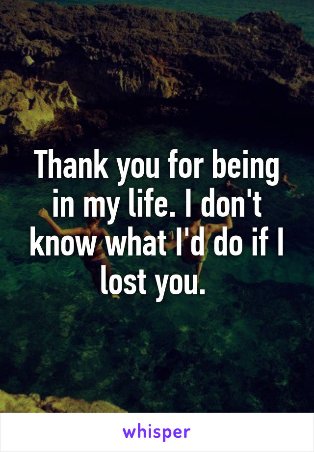 Thank you for being in my life. I don't know what I'd do if I lost you. 