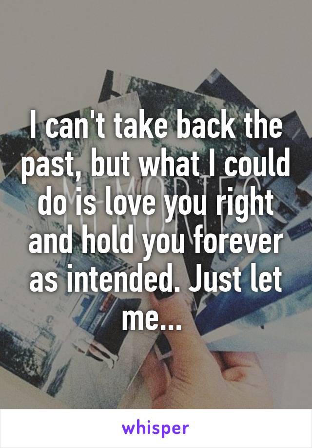 I can't take back the past, but what I could do is love you right and hold you forever as intended. Just let me... 