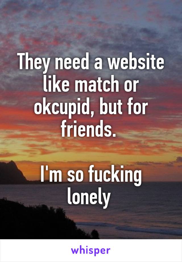 They need a website like match or okcupid, but for friends. 

I'm so fucking lonely 