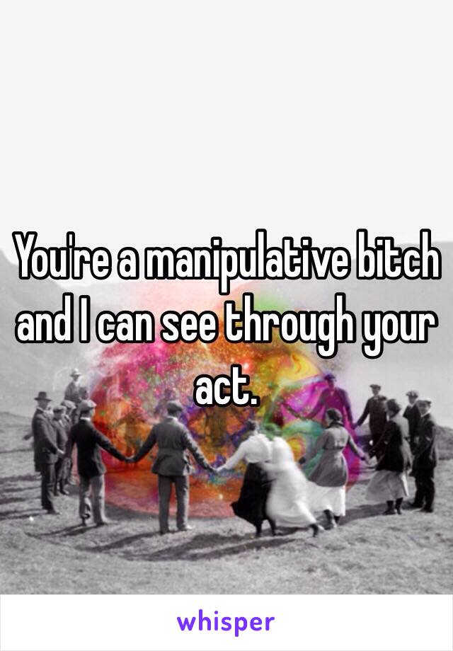 You're a manipulative bitch and I can see through your act. 