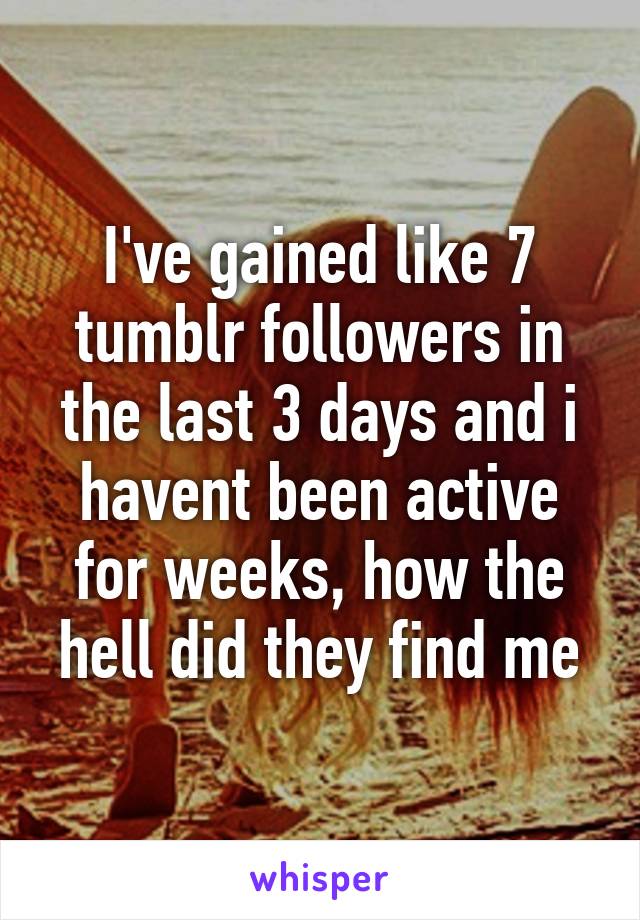 I've gained like 7 tumblr followers in the last 3 days and i havent been active for weeks, how the hell did they find me