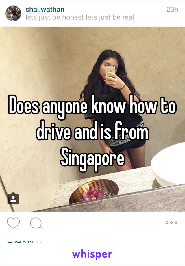 Does anyone know how to drive and is from Singapore