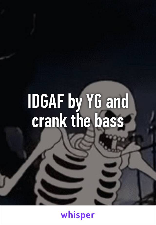 IDGAF by YG and crank the bass