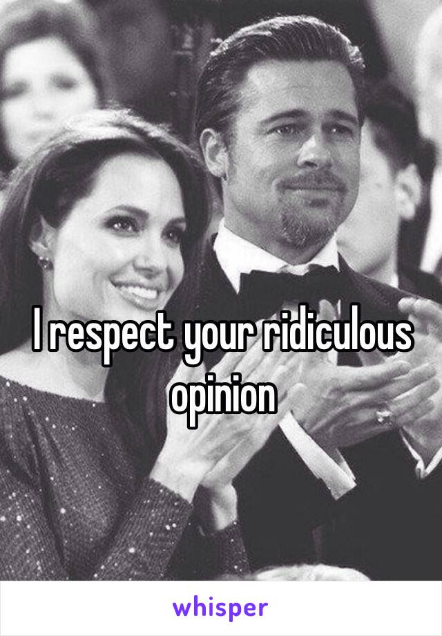 I respect your ridiculous opinion 