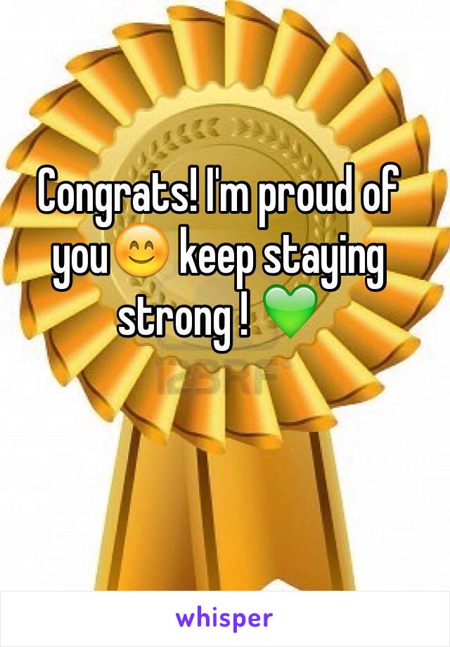 Congrats! I'm proud of you😊 keep staying strong ! 💚