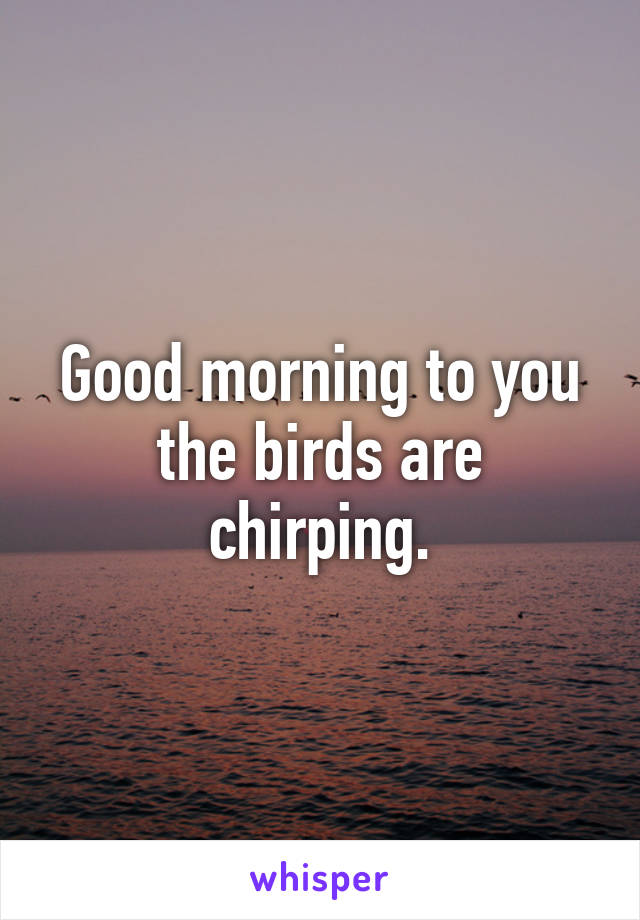 Good morning to you the birds are chirping.