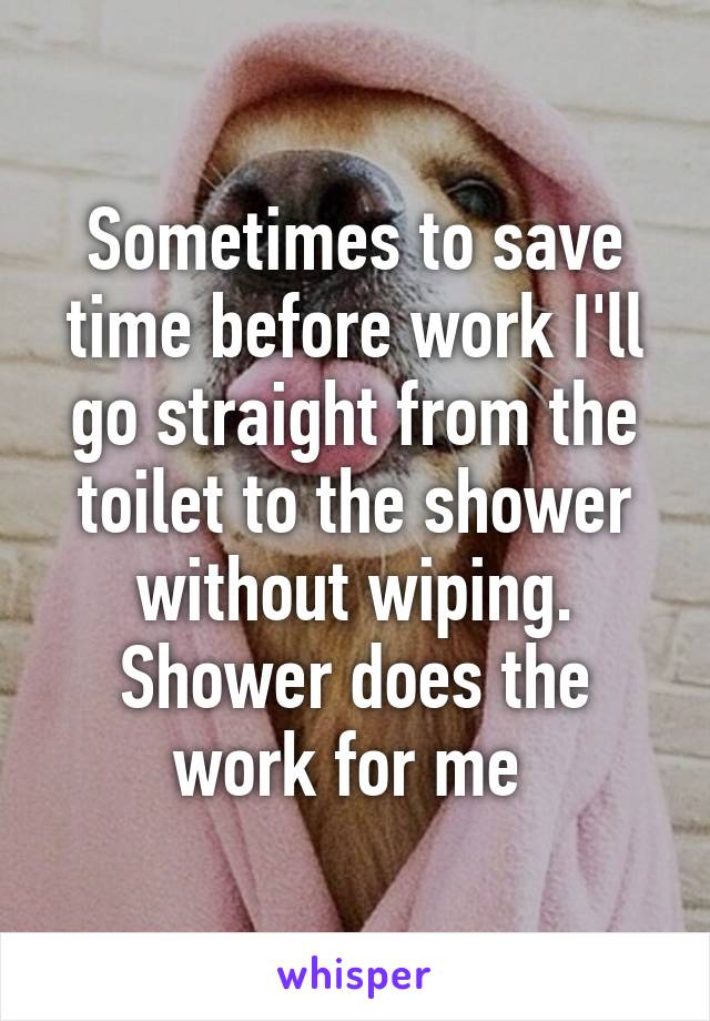 Sometimes to save time before work I'll go straight from the toilet to the shower without wiping. Shower does the work for me 