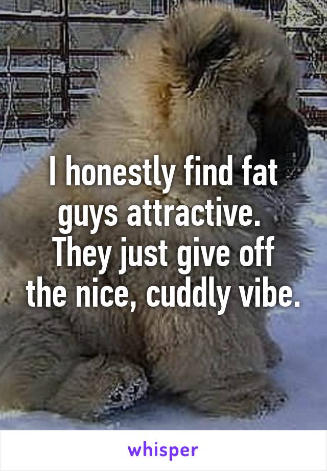 I honestly find fat guys attractive. 
They just give off the nice, cuddly vibe.