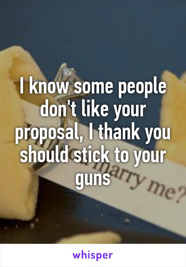 I know some people don't like your proposal, I thank you should stick to your guns