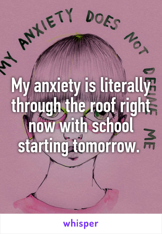 My anxiety is literally through the roof right now with school starting tomorrow. 