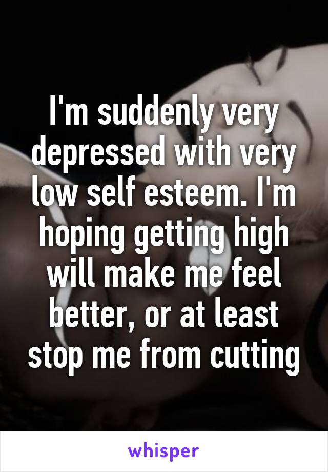 I'm suddenly very depressed with very low self esteem. I'm hoping getting high will make me feel better, or at least stop me from cutting