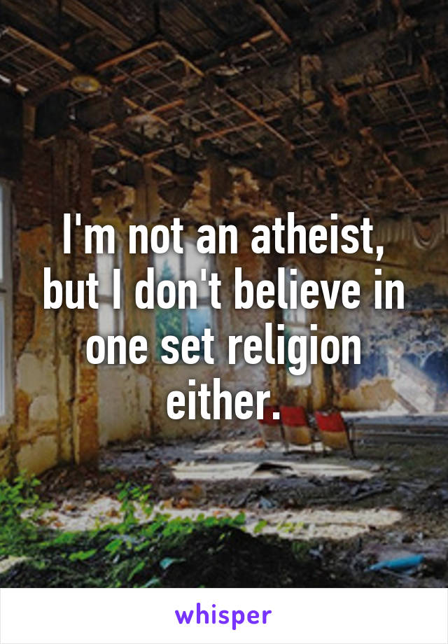 I'm not an atheist, but I don't believe in one set religion either.