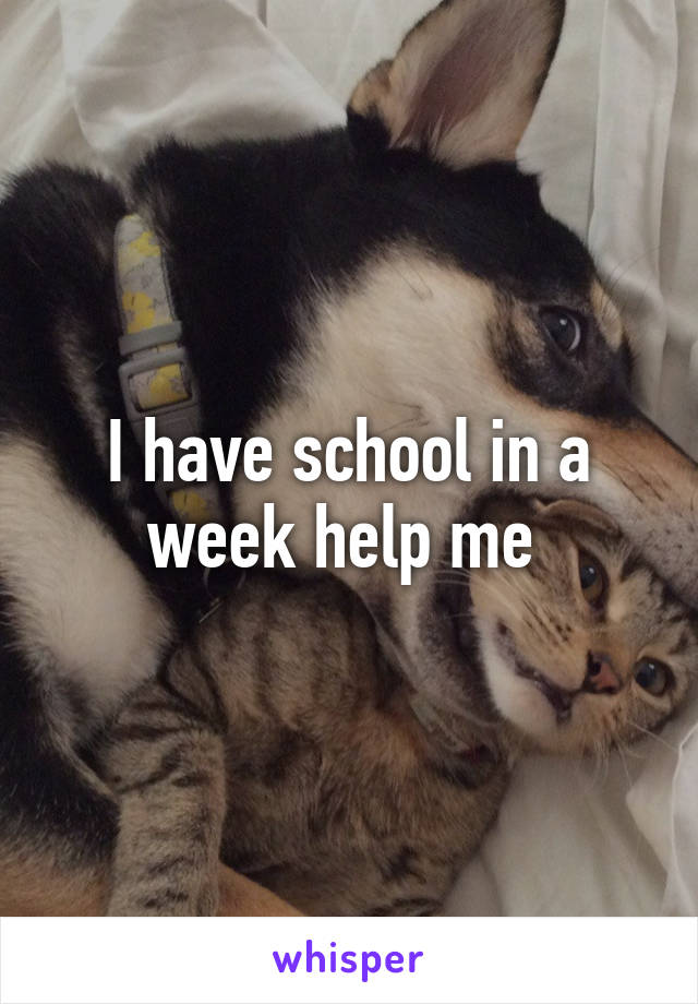 I have school in a week help me 