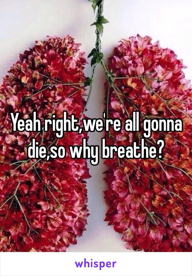 Yeah right,we're all gonna die,so why breathe?
