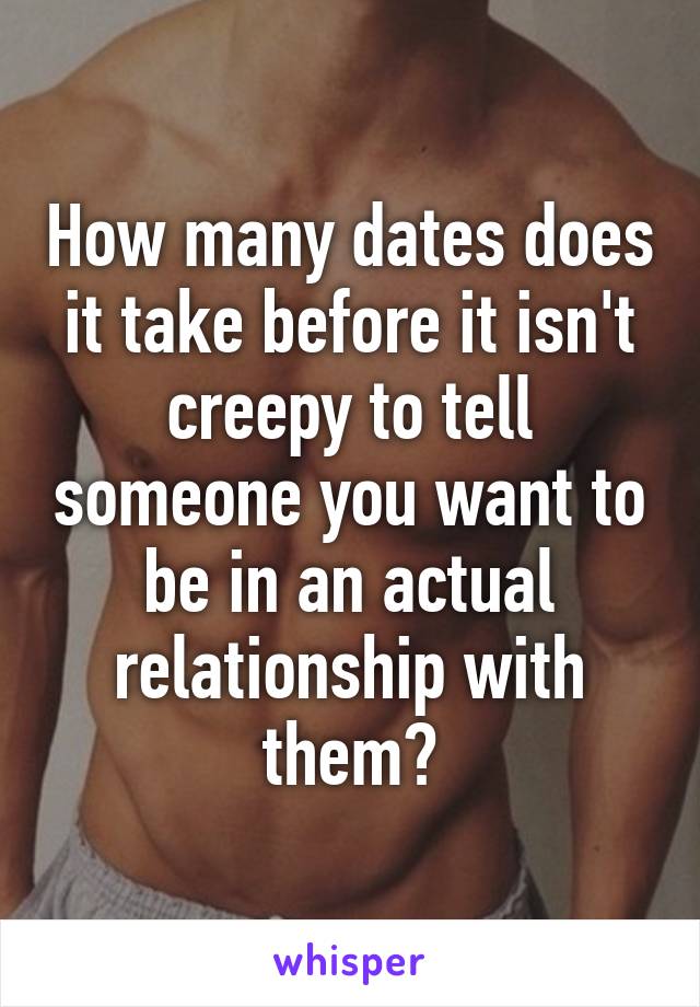 How many dates does it take before it isn't creepy to tell someone you want to be in an actual relationship with them?