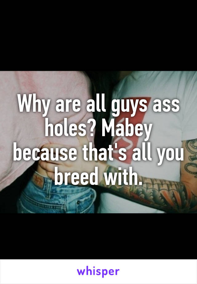 Why are all guys ass holes? Mabey because that's all you breed with.