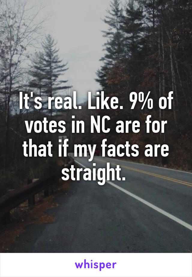 It's real. Like. 9% of votes in NC are for that if my facts are straight. 