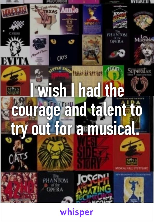 I wish I had the courage and talent to try out for a musical. 
