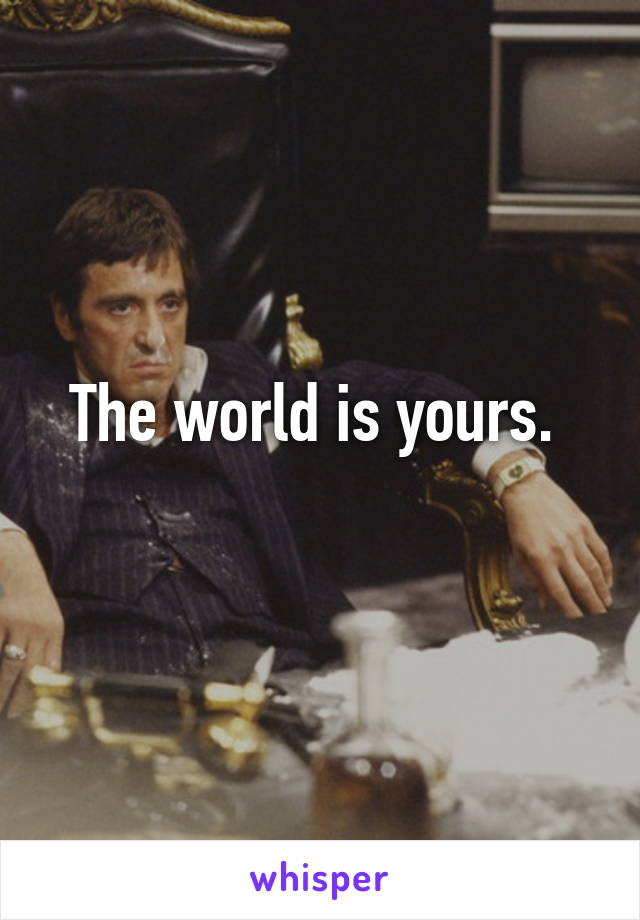 The world is yours. 
