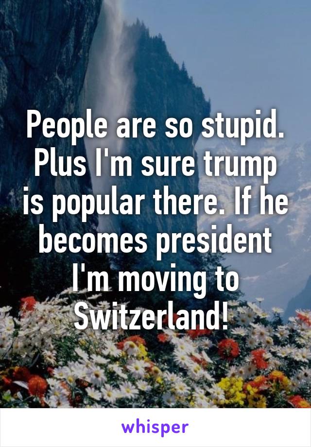 People are so stupid. Plus I'm sure trump is popular there. If he becomes president I'm moving to Switzerland! 