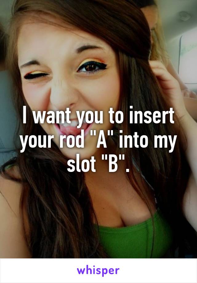 I want you to insert your rod "A" into my slot "B".