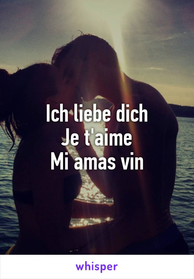 Ich liebe dich
Je t'aime
Mi amas vin