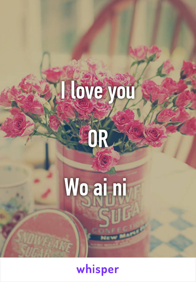 I love you

OR

Wo ai ni 