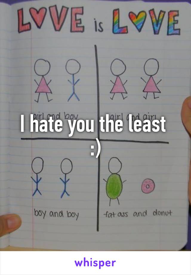 I hate you the least 
:)