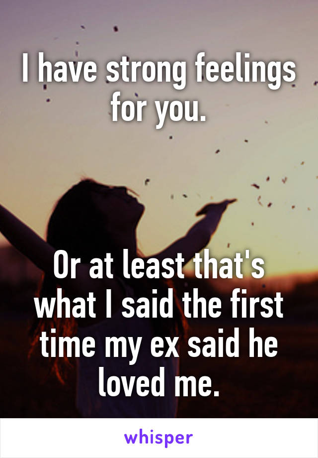 I have strong feelings for you.



Or at least that's what I said the first time my ex said he loved me.