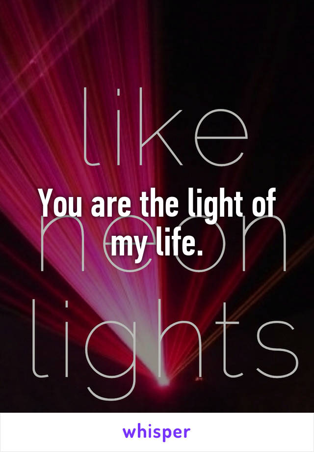 You are the light of my life.