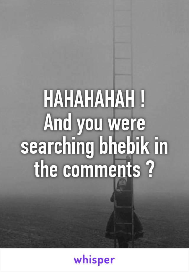 HAHAHAHAH !
And you were searching bhebik in the comments ?