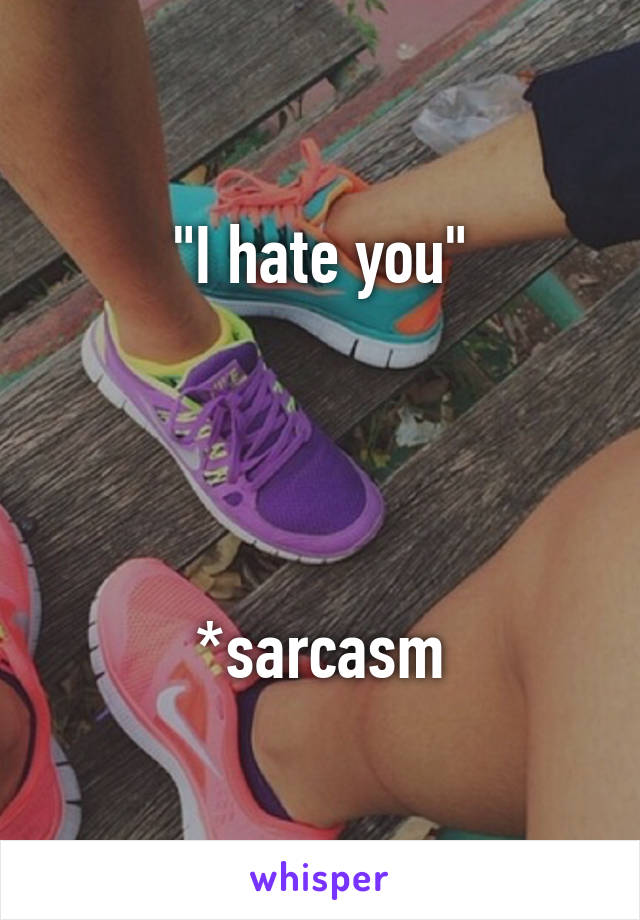 "I hate you"




*sarcasm