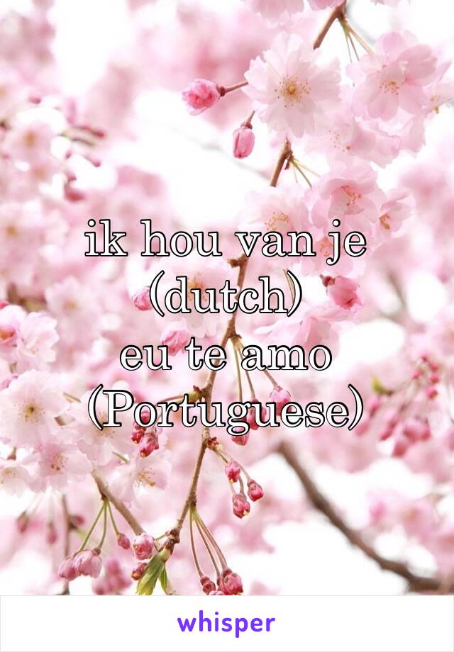 ik hou van je (dutch)
eu te amo (Portuguese)  