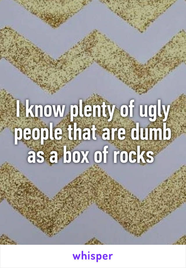 I know plenty of ugly people that are dumb as a box of rocks 