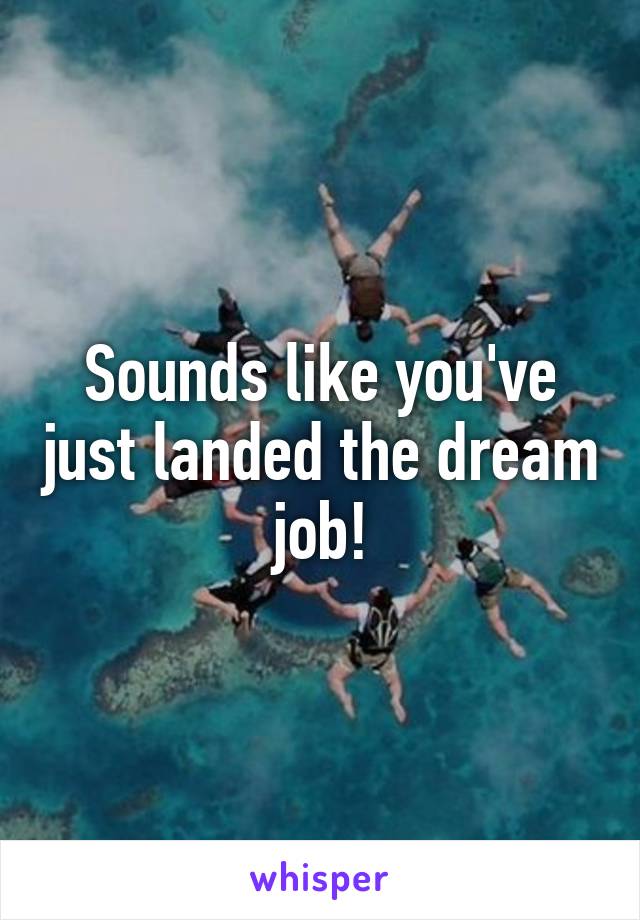 Sounds like you've just landed the dream job!