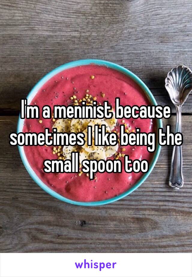 I'm a meninist because sometimes I like being the small spoon too 