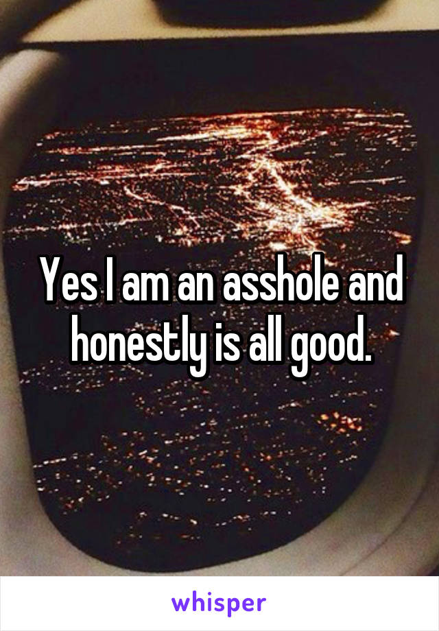 Yes I am an asshole and honestly is all good.