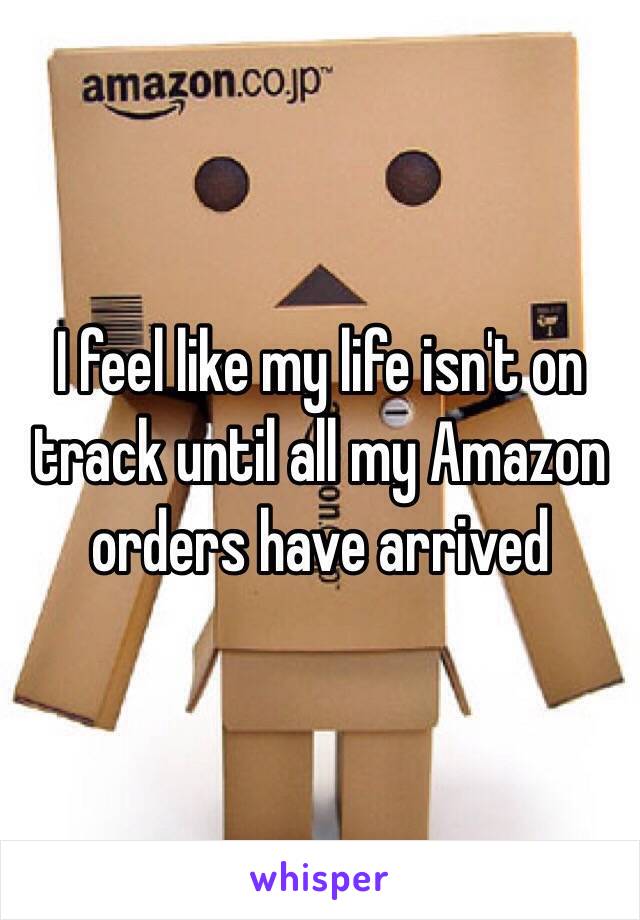 I feel like my life isn't on track until all my Amazon orders have arrived