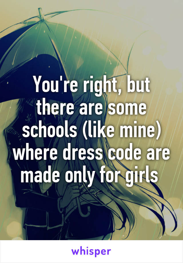 You're right, but there are some schools (like mine) where dress code are made only for girls 