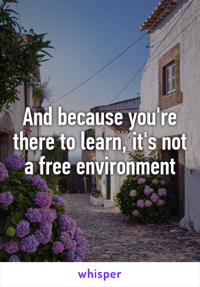 And because you're there to learn, it's not a free environment