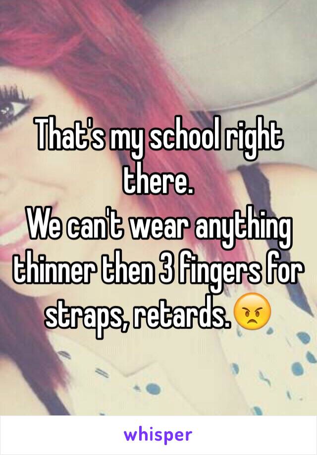 That's my school right there.
We can't wear anything thinner then 3 fingers for straps, retards.😠