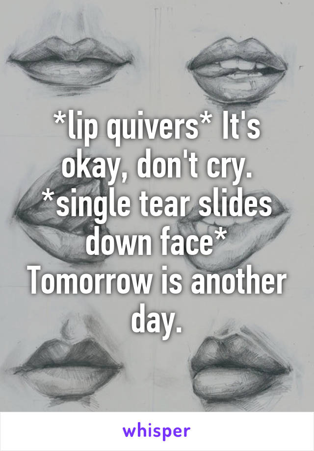 *lip quivers* It's okay, don't cry. *single tear slides down face* Tomorrow is another day.